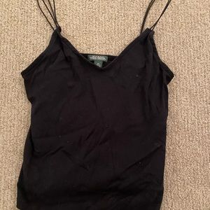 black tank top with elastic string straps